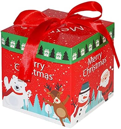 Dbylxmn Двор Гномови Кутии Со Завиткани Ленти За Божиќни Божиќни Кутии Божиќни Картонски Подароци Бонбони Кутии За Колачиња Украс За Јачина