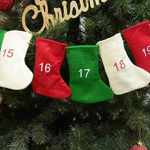 Коквез33 24 парчиња Божиќен Број Чанти За Чорапи За Подароци, Божиќни Чорапи Торби За Подароци За Бонбони Висечки Украс Приврзок
