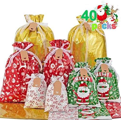 Асулин Божиќни Торби За Подароци Со Ознаки - 40 Парчиња Велигденски Торби За Подароци Избрани Големини Големи Торби За Завиткување Подароци