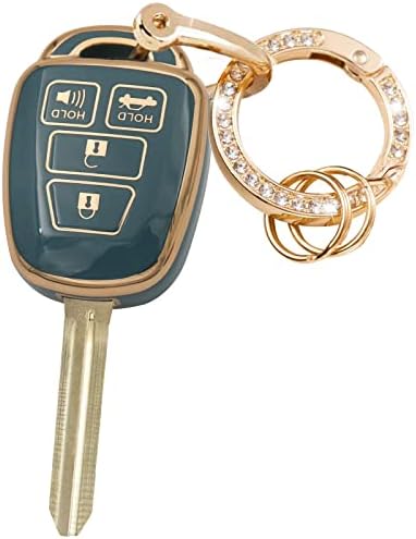 Cock Coy Cey FOB со метална клуч за клучеви компатибилно со Toyota Corolla 2014 2015 2017 2017 2018 2019 2019 Camry 2014-2017 Tacoma -2018 додатоци мека TPU заштита од куќишта црна боја