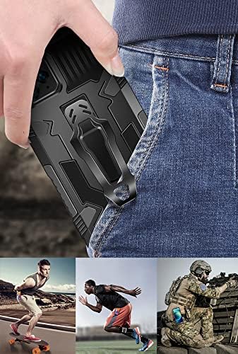 CCSAMLL за Samsung Galaxy S22 Ultra Case со метална футрола за клип на ременот, покривка за заштита од воени одделенија со Cickstand