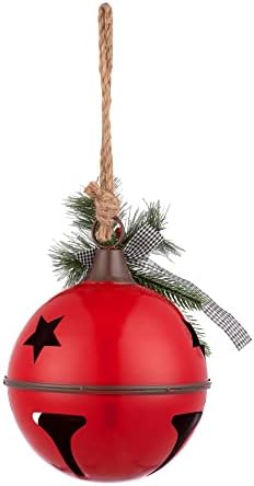 ДЕМДАКО Џингл Бел Црвена Преголема 11,5 х 9 Железна Декоративна Божиќна Закачалка Додаток