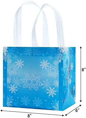 ЧИЕВО 12 Пакувајте Замрзнати Снегулки Неткаени Торби За Подароци Торби Со Рачки Зимска Земја На Чудата Забави За Повеќекратна Употреба