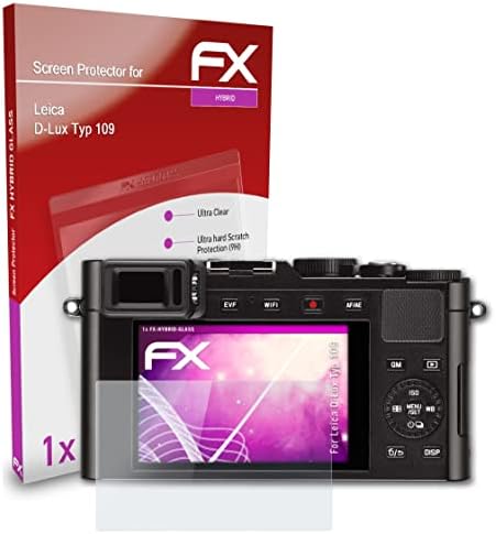 Атфоликс пластично стакло заштитен филм компатибилен со Leica d-lux typ 109 стакло заштитник, 9H хибриден стаклен FX стаклен екран заштитник