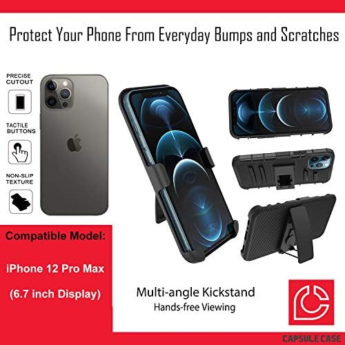 Случај охајо Компатибилен со iPhone 12 Pro Max [Заштита Од Воено Одделение Отпорна На Удари Тешка Футрола За Футрола За Заштита