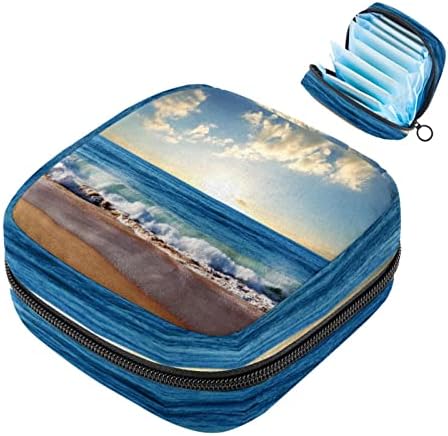 Период торба, санитарна торба за складирање на салфетки, држач за подлога за период, торбичка за шминка, шема на зајдисонце на плажа океанот небото