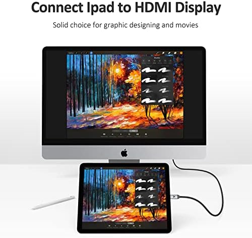 Tesmax USB C ДО HDMI Кабел, 4K@30hz USB Тип C До HDMI Кабел, Thunderbolt 3 Компатибилен Со MacBook Pro, iPad Air 4, iPad Pro 2020,