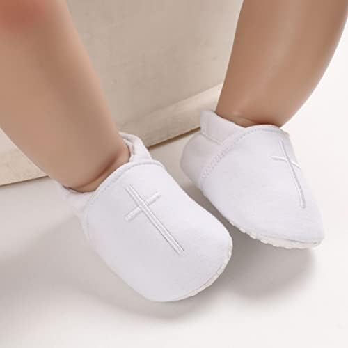 Чевли за крштевање на новороденото момче на Шокидс Бели чевли за крштевање мек ѓон предјак за новороденче 0-12 месеци