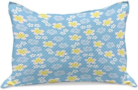 Амбесон Луау плетено ватенка перница, повторувачки цвеќиња за освежување во нежни меки тонови, стандарден капак за перница со големина на кралицата за спална соба,