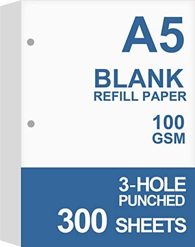 А5 филер хартија, 3 дупки за полнење на планерите, организатор, хартија за врзивно средство за лисја, вкупно 100 листови/200 страници, 100GSM,