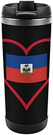 Јас многу го сакам Хаити црвено срце патување чаши за кафе со капаци изолирани чаши од не'рѓосувачки челик двојно wallидно шише со вода