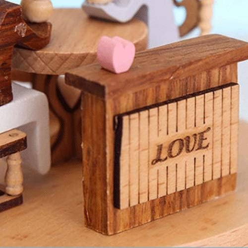 Ylyajy дрвена ротирачка музичка кутија часовница музика рачно изработена дрвена кутија занаетчиски додатоци ретро домашна декорација подарок