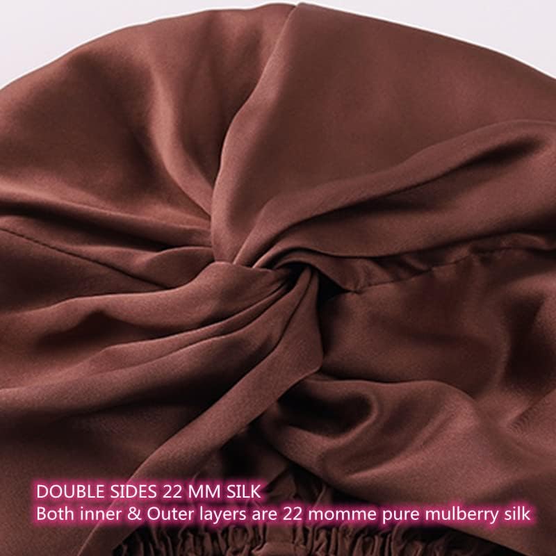 Guinequeen 22 Momme Mulberry Silk Cap за спиење за жени нега на коса, природна свилена ноќна хауба со еластичен престој на глава