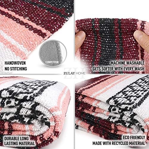 Зулај дома автентични мексикански ќебиња - рачно ткаено јога ќебе и ќебе на отворено - занаетчиско ќебе за занаетчиство и ќебе за автомобили за
