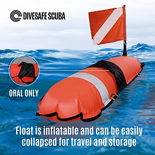 Divesafe Torpedo Buoy Float за нуркање во нуркање, копје, бесплатно нуркање, нуркање и пливање - вклучува 11 клипови/ленти