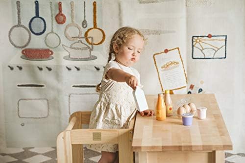 Meowbaby кујна чекор столче за деца - столче за учење на мали деца, дрвен прилагодлив помошник за мали деца, природно