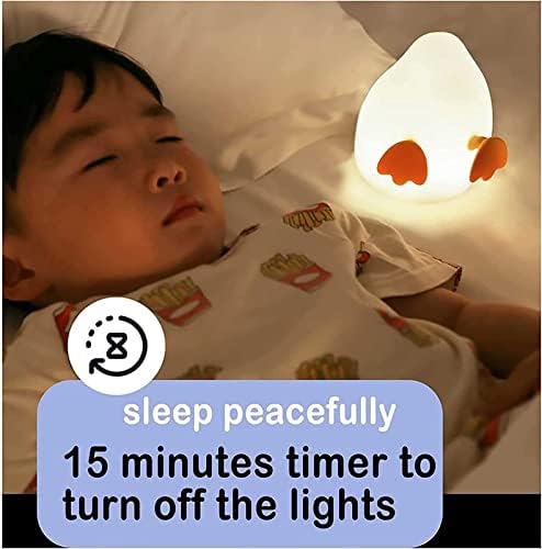 Deiovr Симпатична силиконска патка светилка за деца, мека силиконска детска расадник ноќна светлина USB LED допир ламба со 15 мин тајмер и контрола