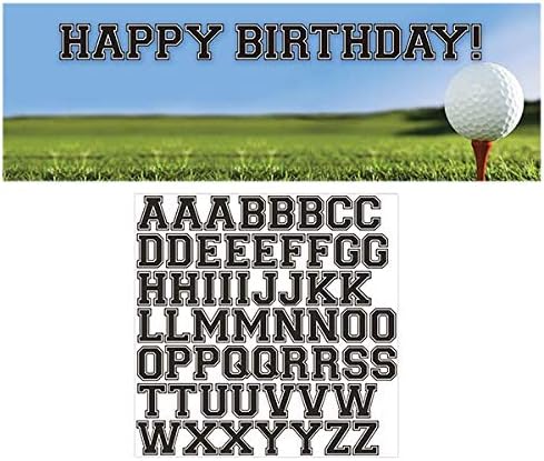 Снабдувања и украси за голф -забава - чаши за голф чаши за 16 лица - вклучува банер, чаршав и централен дел - совршени украси за роденденска