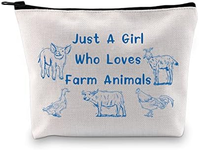 Подарок за смешен земјоделец вамси само девојче кое сака фарма животни козметички торби крави свињи кози lубовник патент торбичка