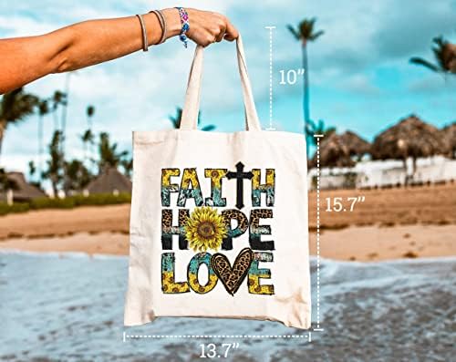 Gxvuis вера надеж Loveубов платно торба за жени за жени сончогледи леопард печати еднократно намирници торбички за купување христијански