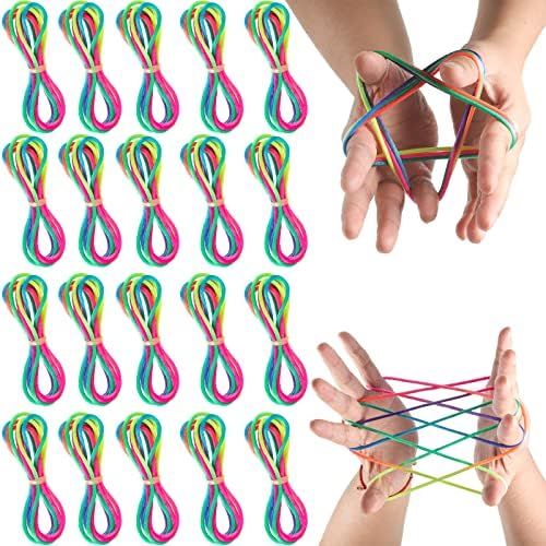 20 парчиња мачки лулка жица за прсти на прсти играчки за играње виножито боја мачки лулка жица игра кинески прсти на прсти жици со фиџетски