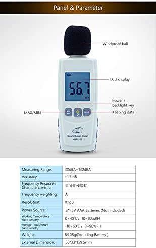 KXDFDC дигитален мерач на мерач на мерач на звук DB Decibel Meter во децибели бучава аудио детектор Авто микрофон