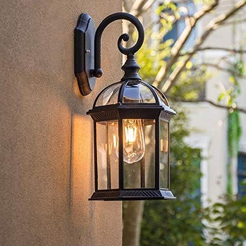 Zhaoei Гроздобер wallидна ламба E27 Сијалица Sconce Light Filtures црна бронза LED wallидни светла на отворено тремот куќа дома двор градина осветлување