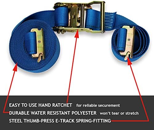 Четири 2 x 20 'е патека за репакирање на тешки товари со товари, трајни сини полиестерски врски со врзани ленти | корпа за е-патеки | приколка