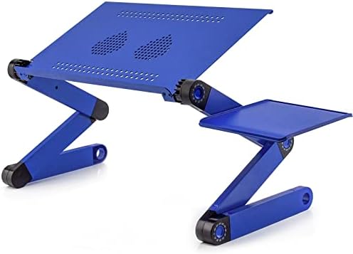 Лаптоп биро FZZDP за кревет пријатна алуминиумска скут за работна станица со 2 вентилаторски подлога за глувче за преклопување на книгата за лаптоп таблети сина