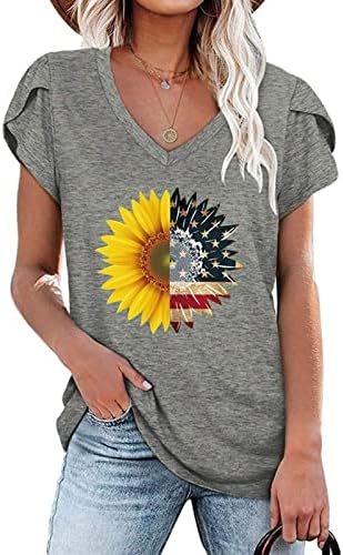 Тинејџерска девојка бистиер кратка ракав за ракав врвен камизол длабок v вратот Спандкс сончогледен глуварче цветна тенок туничен бистиер