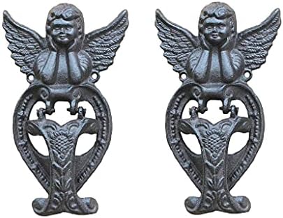 ZHJBD градинарски додатоци, тешки нокатор на врата од леано железо, симпатична форма на ангел и гроздобер декоративна врата од влезната