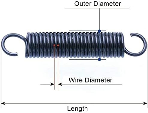 Nianxinn компресија извира затегнување на затегнување со куки надворешен дијаметар 17мм челик мала продолжена пролетна жица со дијаметар 2мм