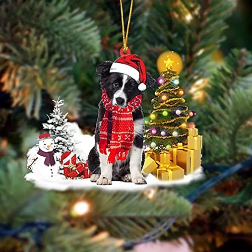 Куче Божиќ што виси украс, среќен Божиќ, прекрасна декор на дрво, Божиќна празничка забава Подарок Подарок добредојде на знаци Декорации Семејни пријатели градина
