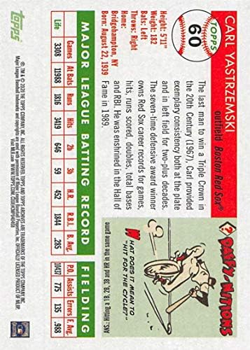2020 Топс Архива #60 Карл Јастрземски Бостон Црвен Сокс Бејзбол Картичка