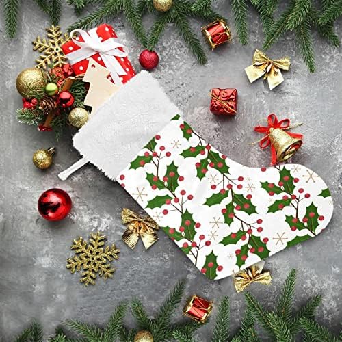Jstel Холи Лист Бери Божиќно порибување украси украси, големи камин виси чорапи Божиќ декор