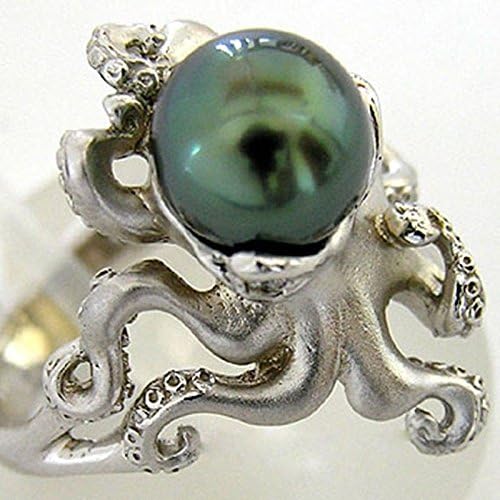 Jewelyonginging11 925 Сребрен прстен зелен бисер животно октопод жени мажи за венчавки