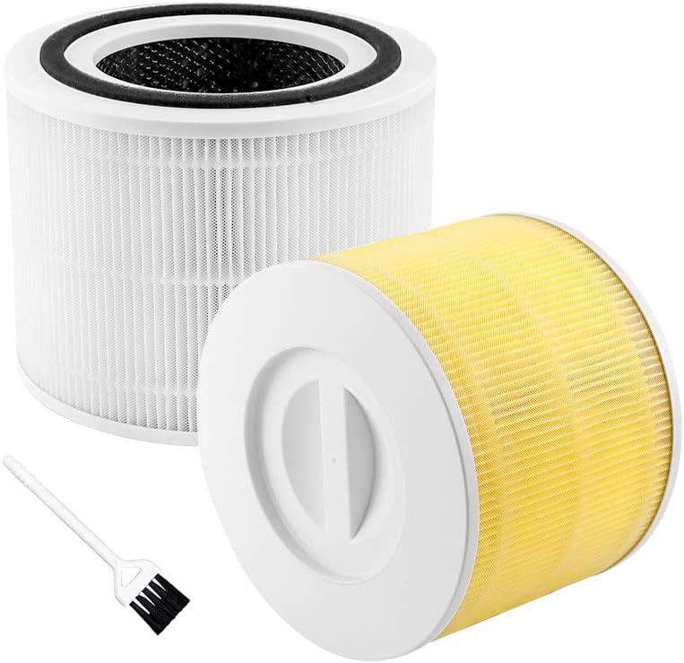 Филтер за замена на Core 300, 1 пакет бел и јадро 300-RF филтер за прочистување на воздухот и 1 пакет жолти и јадро 300-RF-PA ПЕТ Алергија за замена на филтер 3-фаза Вистински HEPA и