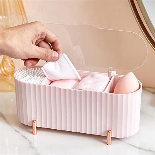 Држач за розови QTIPs на FKOG, мултифункционален организатор за складирање на бања, одвојување 3 решетки одделни памучни брисеви