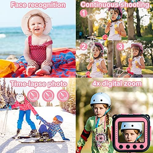 Prograce Kids Camera Camera Водоотпорна играчка за подароци - Деца дигитална видео камера Подводна камера за деца 1080p Камера