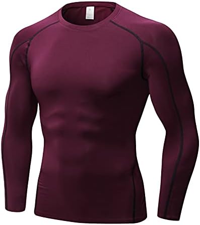 Менс компресија Топ базен слој долг ракав за мажи маица салата што работи на врвни кошули за мажи ладење сув џемпер