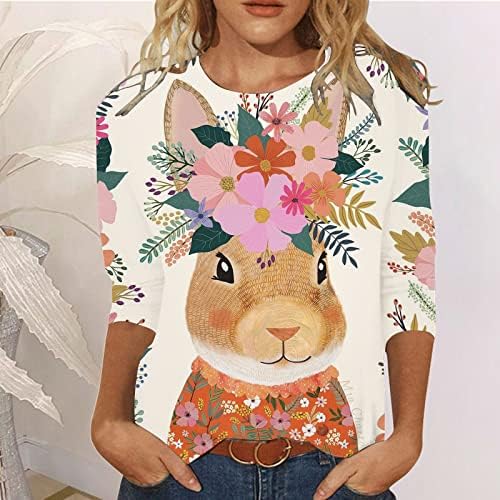 Јангкиги женски Велигденски кошули маички маички маица маица 3/4 ракав лабава вклопена блуза
