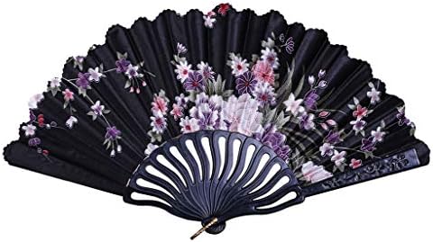 Icodod гроздобер кинески стил преклопена вентилатор свадбена забава чипка фан свила преклопена рака држена занает занает занаетчиски