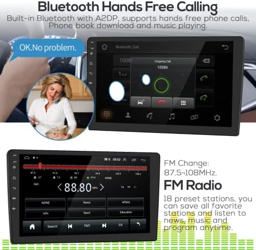 Двоен Din Android Автомобил Стерео Безжичен Apple Carplay, 10 Инчен Екран На Допир Автомобил Радио Со Bluetooth GPS WiFi FM Радио + Резервна Камера Форд Мондео 2007-2010 Инсталација Цртичка К