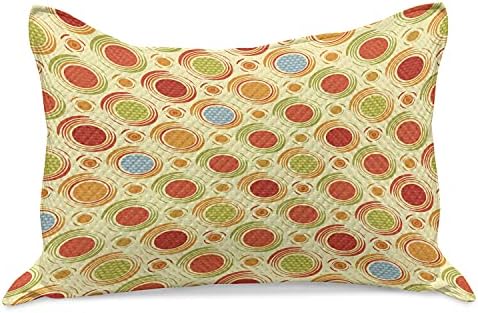 Амбезон Апстрактни плетени ватенка перници, повторувајќи ја шемата Шарена шарена големи мали точки кругови дијагонален шарен дизајн, стандарден