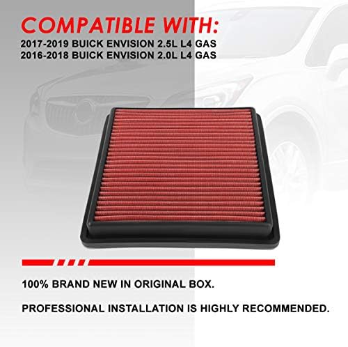 Панел за филтрирање на филтрирање на воздухот со црвена боја, компатибилен со Buick Envision 2.0L Turbo 2.5L 16-20