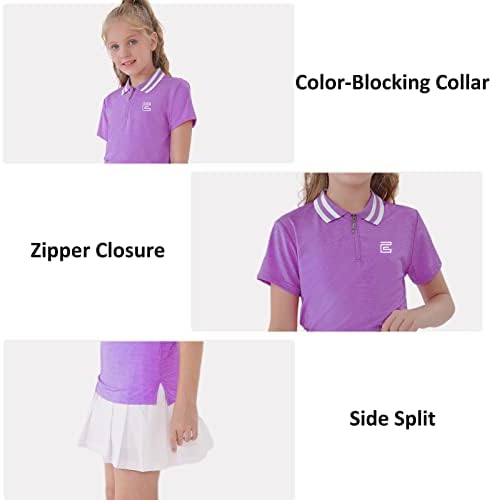 Exarus девојки за голф тениски полови кошули деца со атлетски тренингот со вратот Влага влага Брзо суво upf 50+