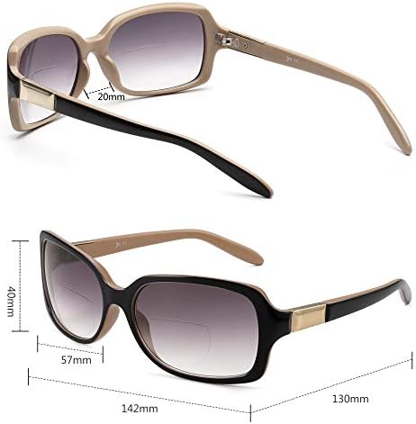 ЈМ Класични Бифокални Очила За Читање Квадратни Стилски Градиент Очила За Сонце Читатели За Жени +2,5 Црни