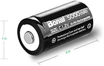 Батерии за полнење C Bonai 5.000mAh 1.2V Ni-MH Висока стапка на батерија со голема брзина Ц големина на батерии за полнење на ќелии