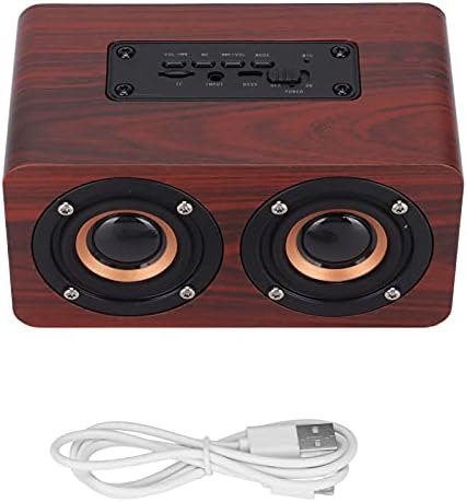 Дрвен звучник од дрвени Bluetooth, двојно 5 вати ретро безжичен субвуфер Aux стерео звучник за домашна таблета