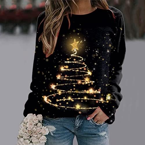 Brkewi ги осветлува божиќните џемпери за жени неонски предводени елки со долги ракави кошули искријќи ги обичните џемпери на екипажот